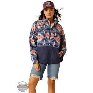 NWOT Ariat Whisper Pullover Jacket in Blue Aztec Size MEDIUM